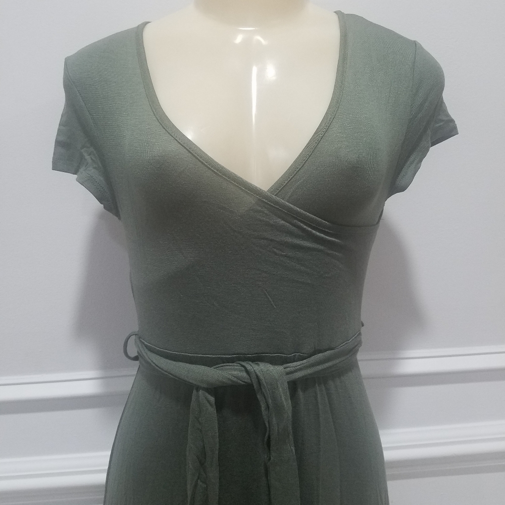 Olive Wrap Dress - Picture 4 of 8
